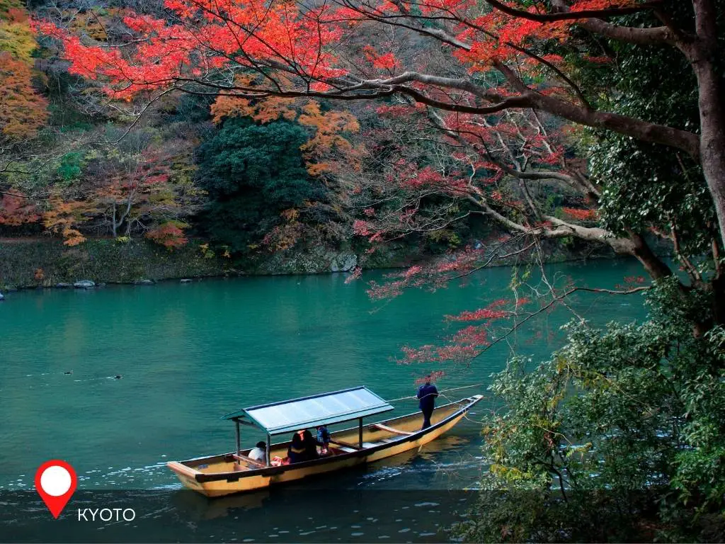 Autumn in Hozugawa River Boatride, Arashimaya, Kyoto, Japan