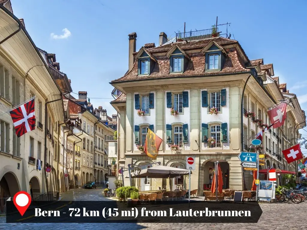 Distance of Bern to Lauterbrunnen, Switzerland