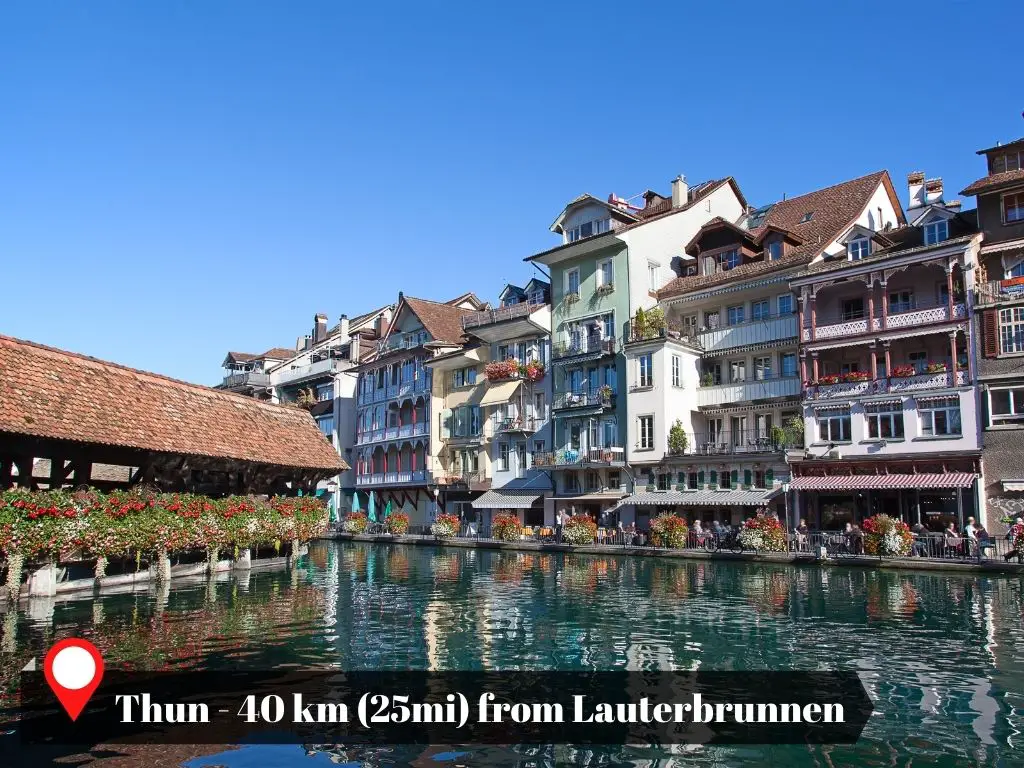 Distance of Thun to Lauterbrunnen, Switzerland