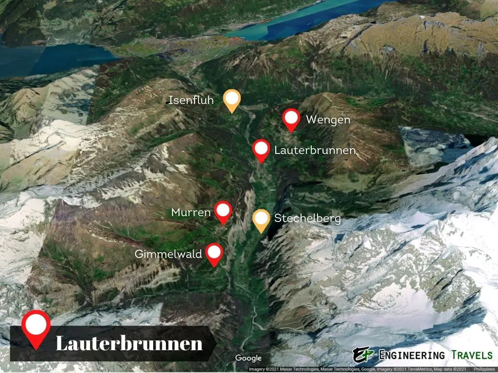 Map of Lauterbrunnen, Switzerland