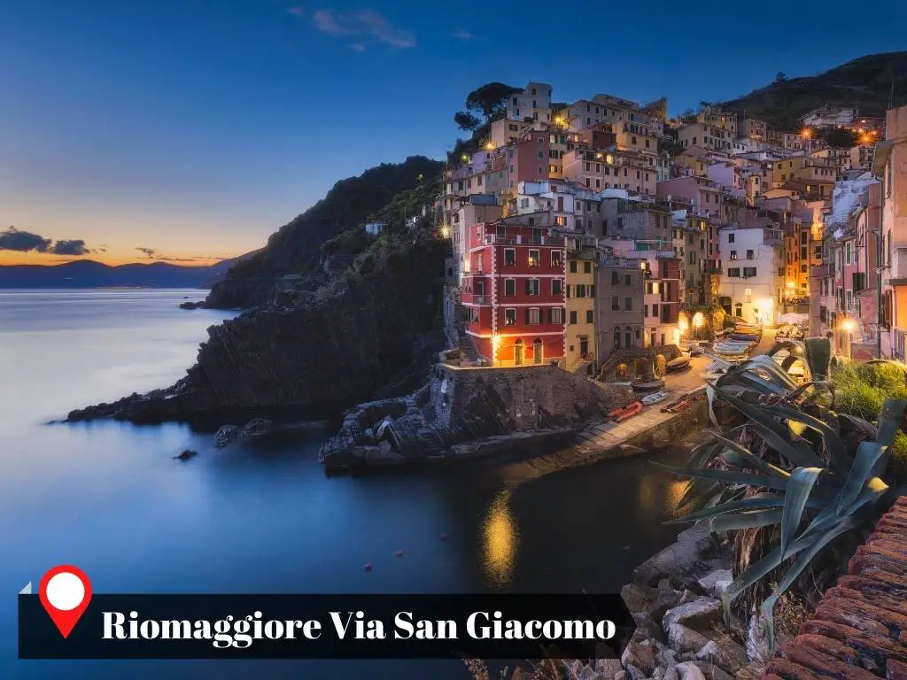 View of Riomaggiore from Via San Giacomo, Scenic spot in Cinque Terre, Italy
