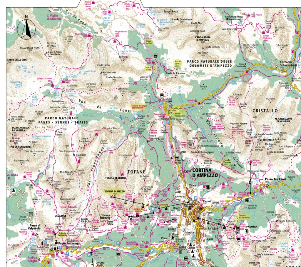 Cortina d'Ampezzo Map Trail 3 to 34