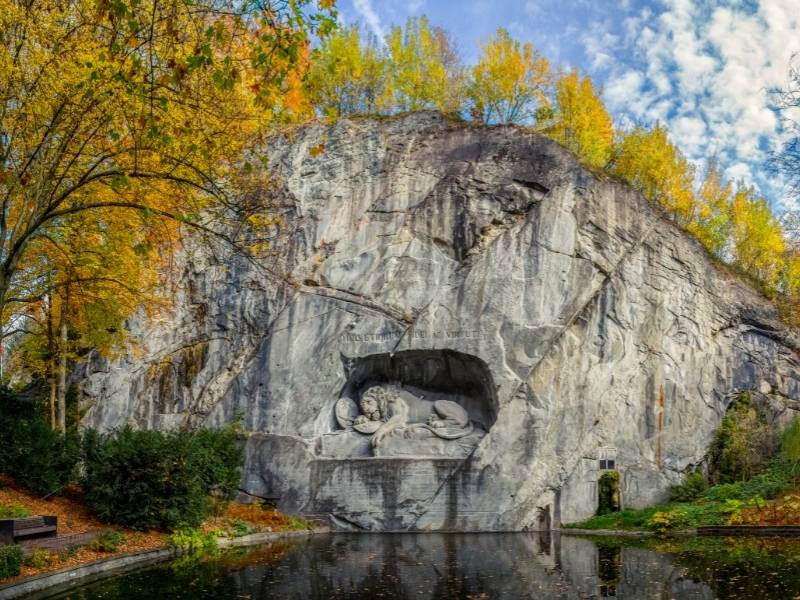 Lion Monument during autumn, Lucerne