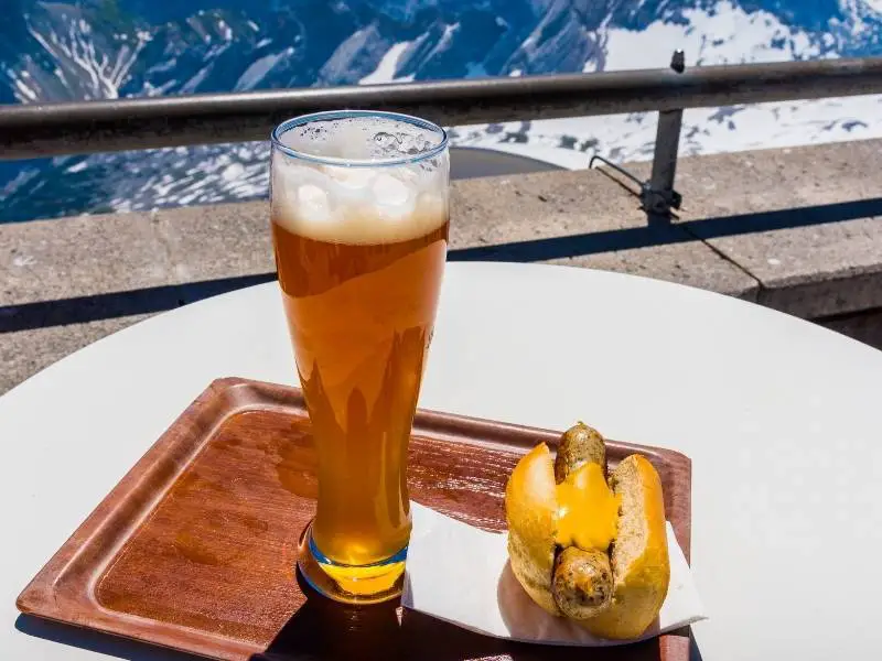 Sausage and beer in Zugspitze