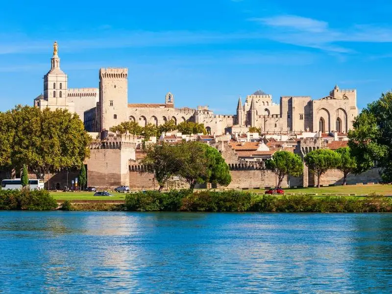 Avignon France, View of the old town from the Rhone River