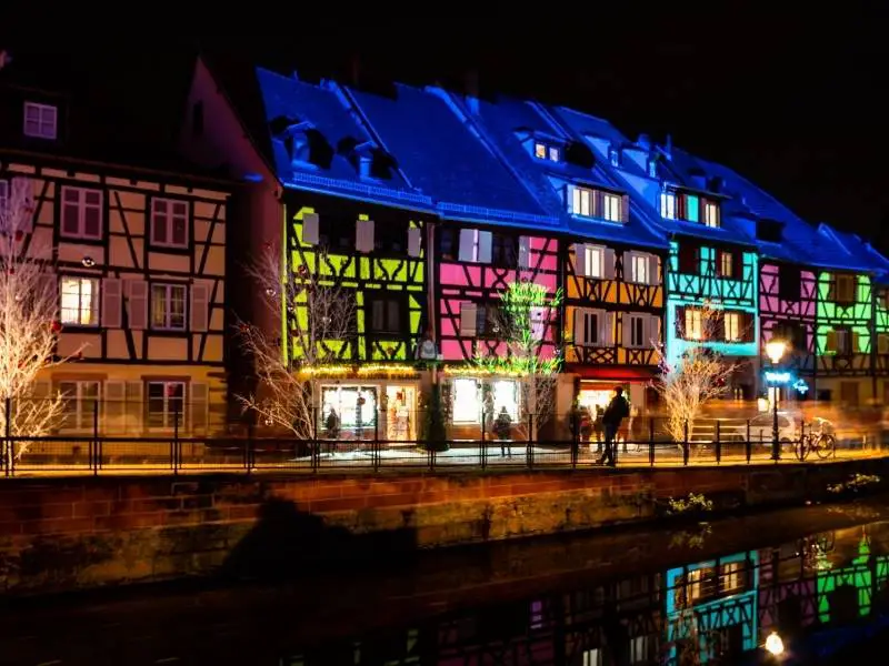 Different Colors of light effects in the houses of Colmar