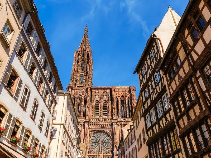 Facade of the cathedral, Grande île, Strasbourg, France