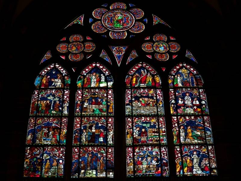 Stained glass windows of the cathedral, Grande île, Strasbourg, France