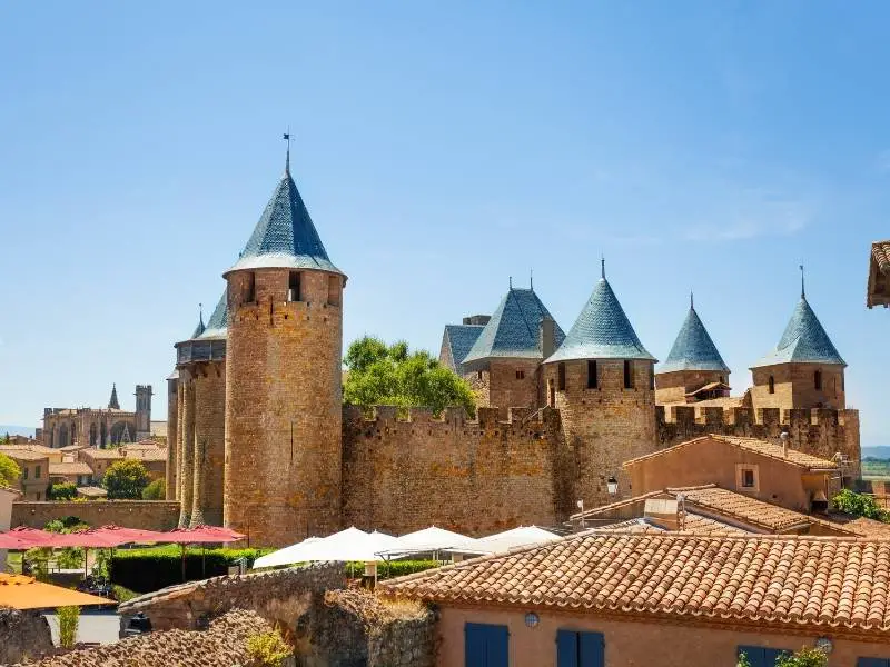 Carcassonne France, Comtal Castle and its majestic towers