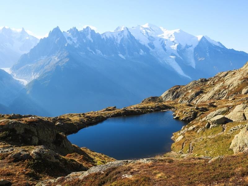 Chamonix France, Overlooking view of Lacs des Chéserys