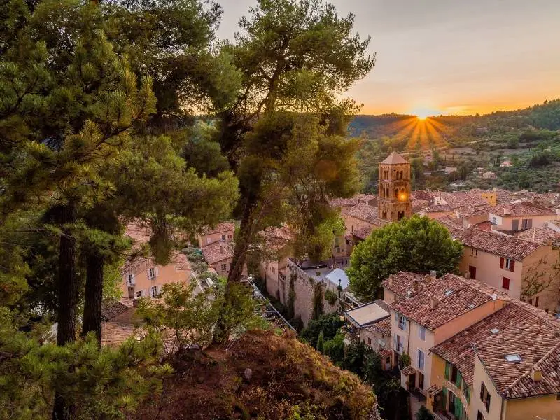 Moustiers Sainte Marie France - Sunset view of the village