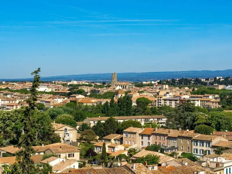 Carcassonne France, Overlooking view of Bastide Saint Louis