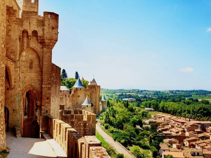 Carcassonne France, Western wall of Cité de Carcassonne  