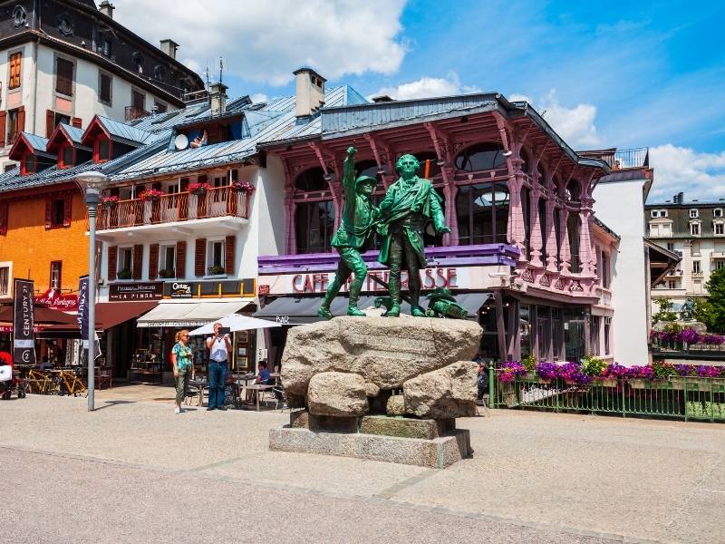 Chamonix France, Statue of Balmat and Saussure