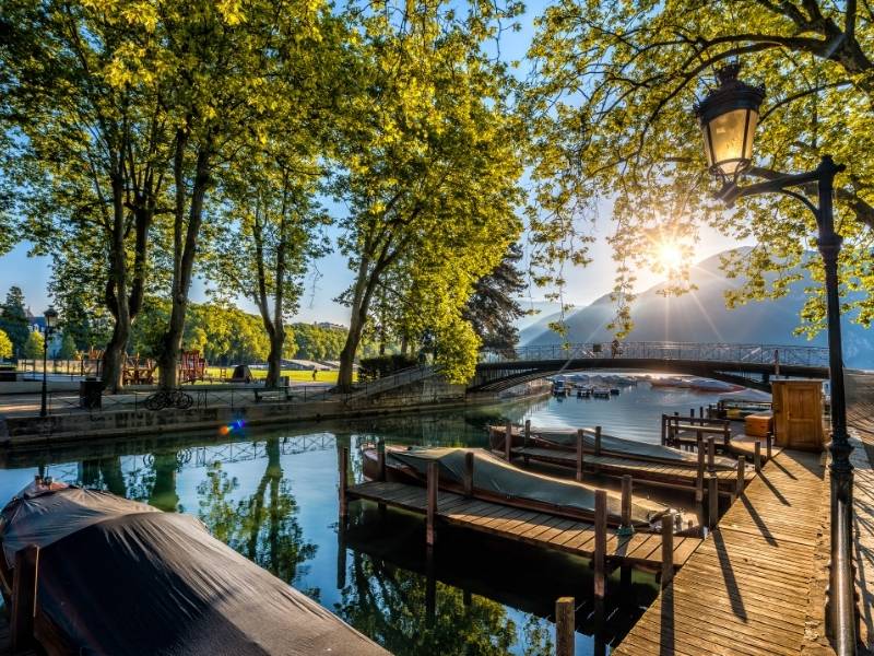 Annecy France, Sunrise in Pont des Amours