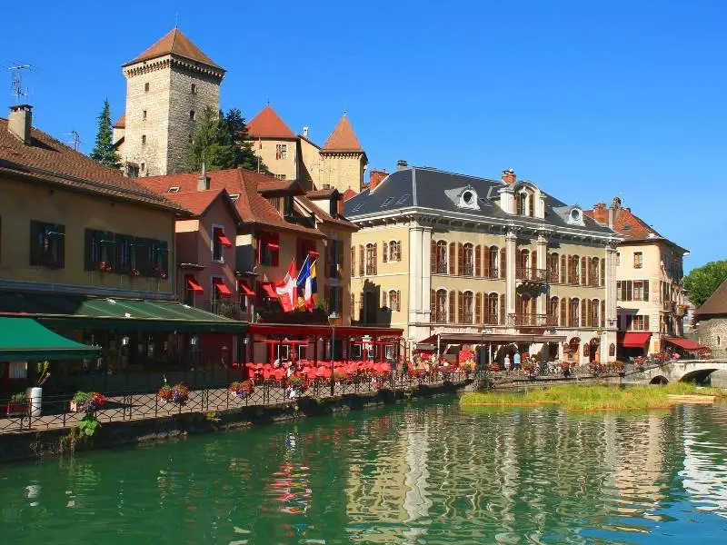 Annecy France, A beautiful hotel beside the river Thiou