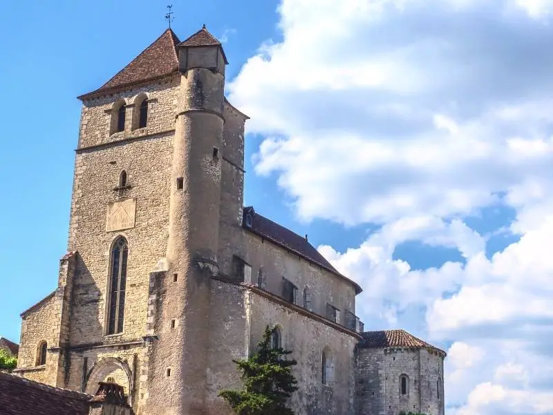 Saint-Cirq-Lapopie France, Eglise de Saint-Cirq-Lapopie close-up view