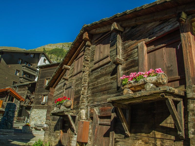 Houses along Hinterdorf Street, Zermatt, Switzerland