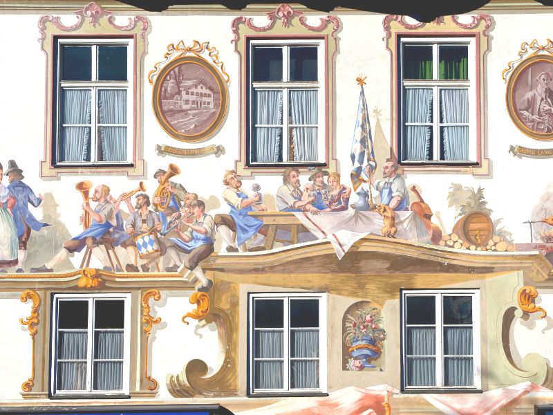 Oberammergau Germany, Bavarian culture murals on the houses