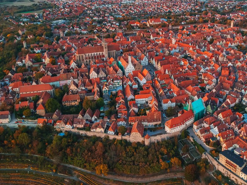 Rothenburg Germany, Aerial View of the old town