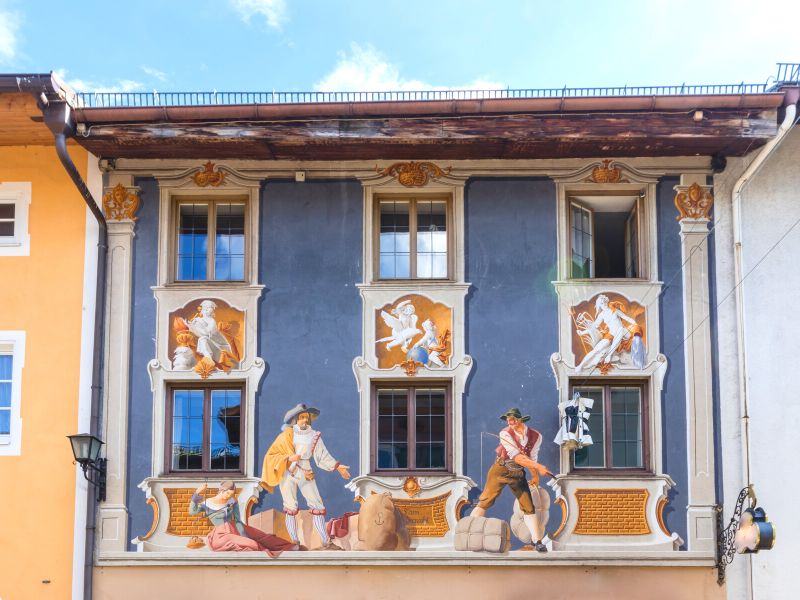 The profession of the house owner painted in a house in Mittenwald (mural along Hochstrasse)