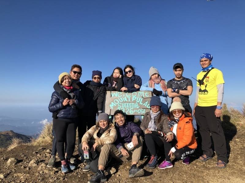 Hiking Mount Pulag, Philippines, Our group of hikers on Mount Pulag's summit