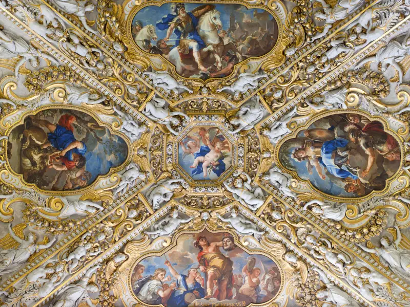 Bergamo Italy, Basilica Mary Major ceiling decoration