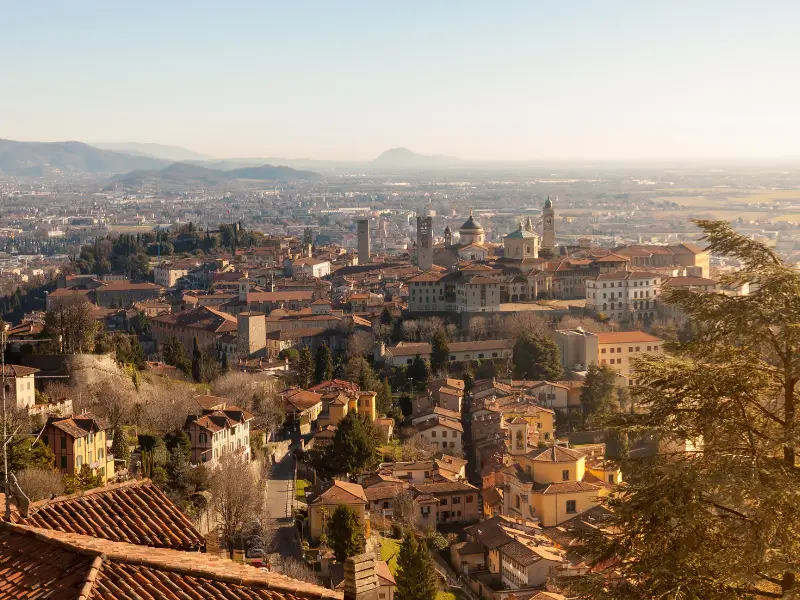 Bergamo Italy, overlooking views of Bergamo