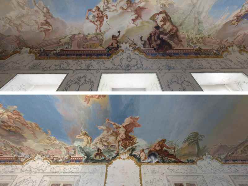 The beautiful Rococo frescoes in Seehof Palace near Bamberg, Germany